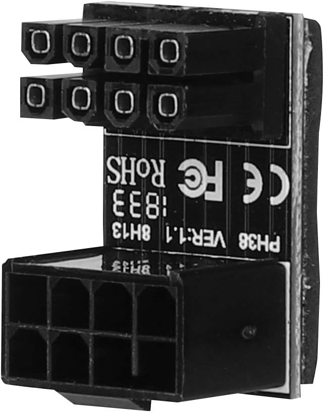 ASHATA 8針顯示卡電源連接器（180°旋轉），電腦線纜顯示卡電源連接器8針轉接器180°旋轉（PH38A）
