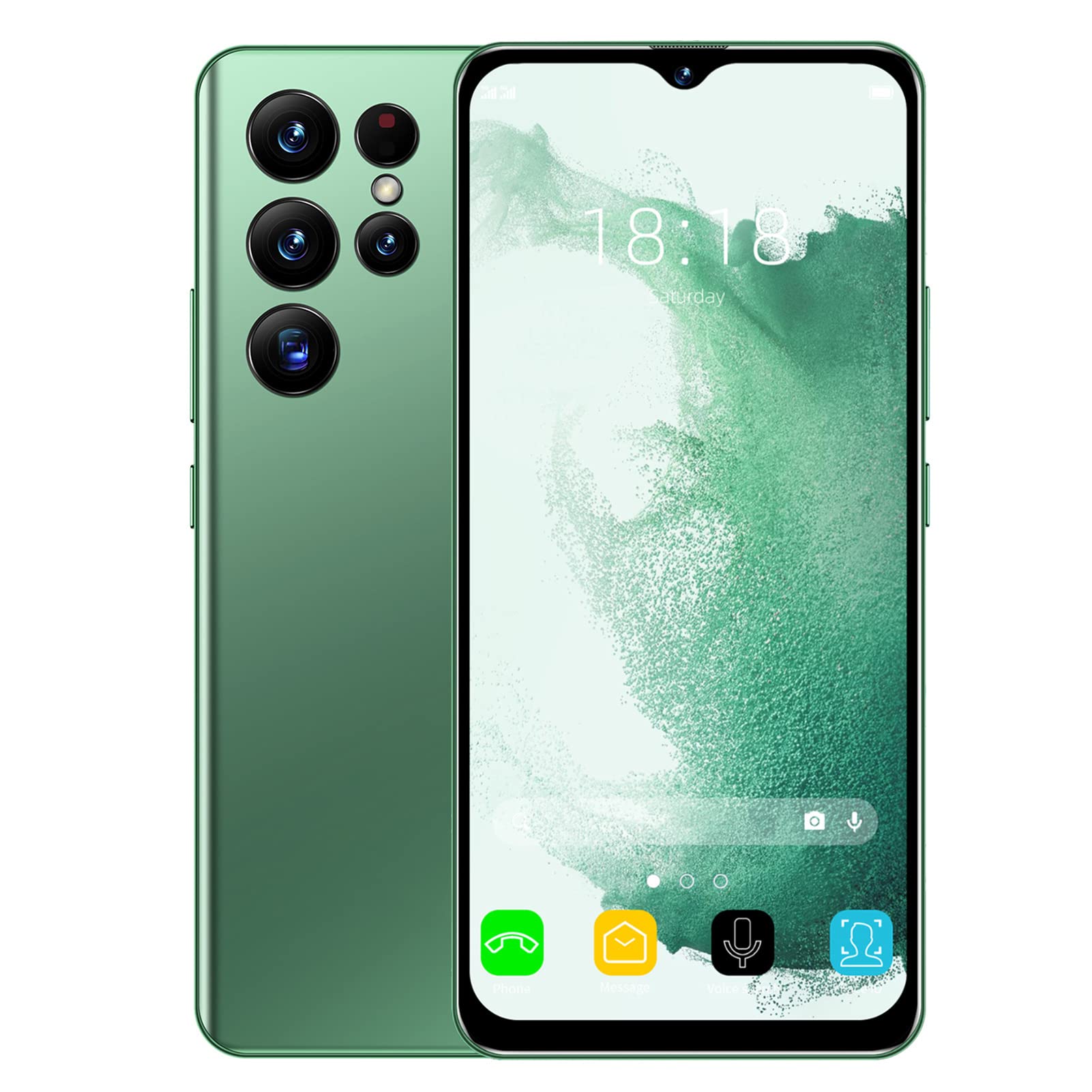 Zyyini S22 Ultra 智慧型手機，無鎖手機，高清螢幕，16GB/64GB，雙卡雙待，支援人臉識別，Android 11 系統（綠色）