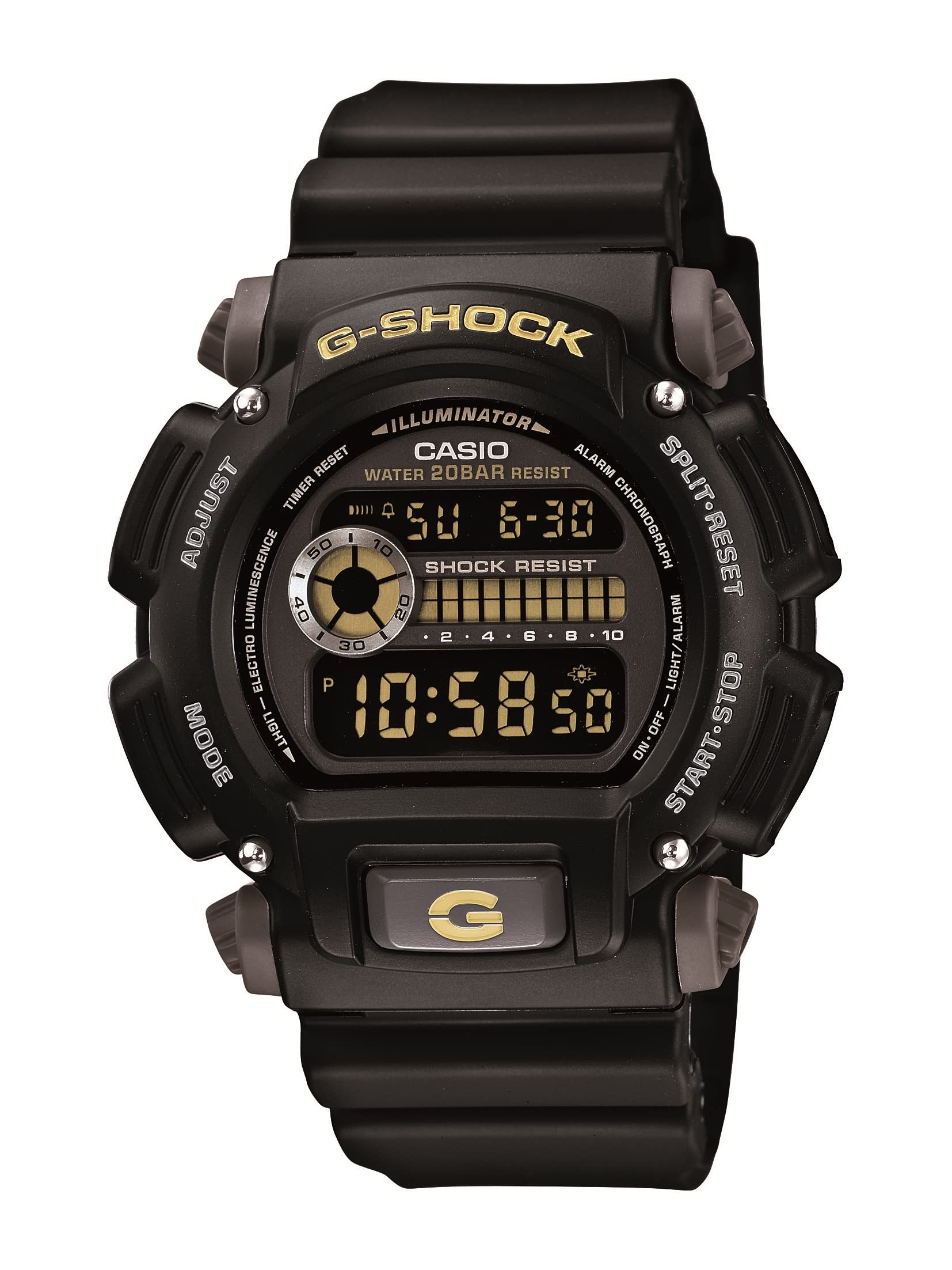 男士「G-Shock」石英樹脂運動手錶，黑色