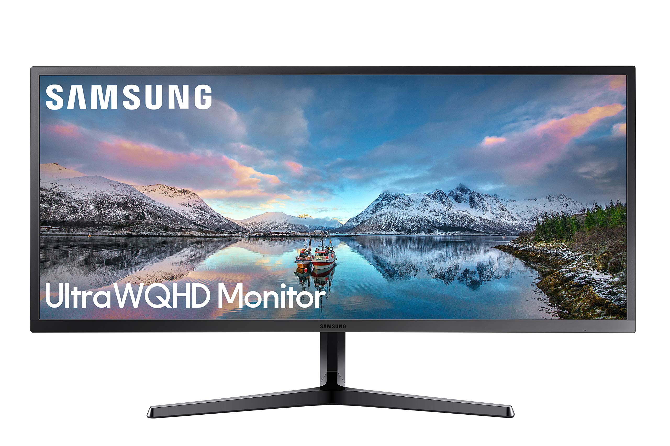 三星 34 吋 SJ55W 超寬遊戲顯示器 (LS34J550WQNXZA) – 75Hz 更新率，WQHD 電腦顯示器，3440 x 1440 分辨率，4ms 回應時間，FreeSync，分割畫面顯示，HDMI 介面，黑色