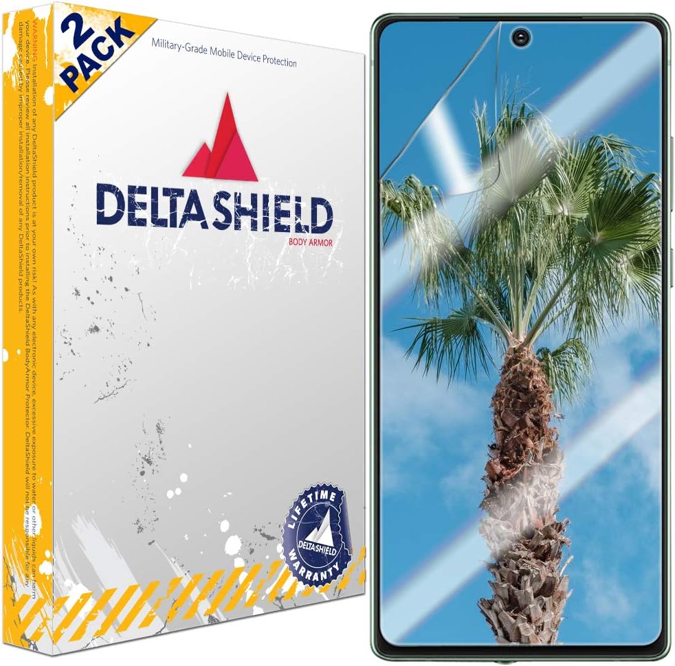 DeltaShield 三星 Galaxy Note 20 (6.7 吋) 螢幕保護貼（2 片裝）（相容手機殼版本）防氣泡軍規級透明 TPU 薄膜