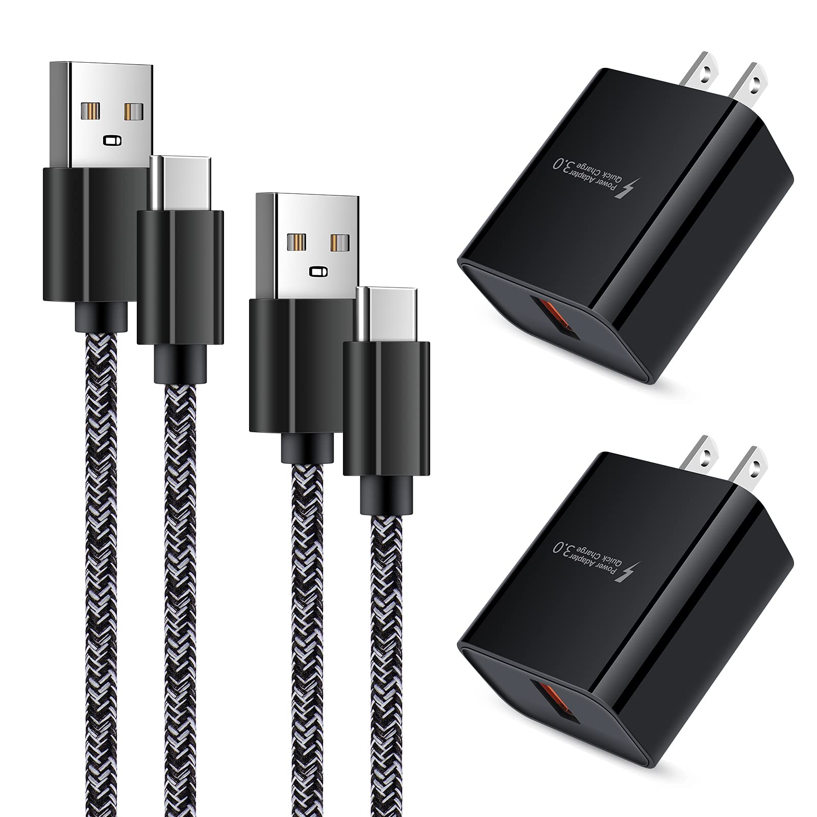 Type-C 充電器，安卓三星 Galaxy 手機快充充電器，附 USB-C 線（3/6 英尺），適用於三星 Galaxy S23 Ultra/S22/S21/S10/A14/A13 5G/A03s/A11/A12/A23/A32/A53