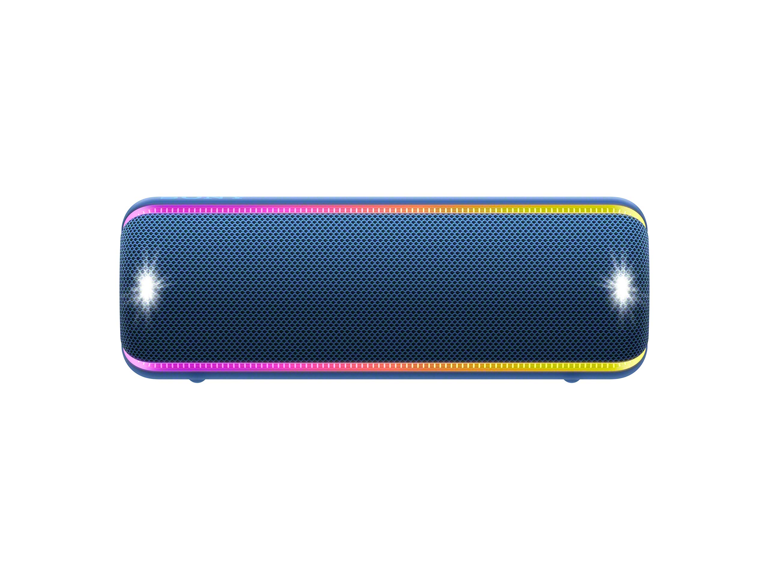 Sony SRS-XB32 便攜式藍牙音箱：小巧無線派對音箱，帶有多色燈光和閃爍頻閃功能 - 通話音量大 - 防水防震藍牙音箱 - 藍色