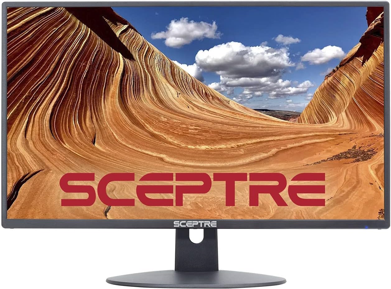 Sceptre 24吋專業超薄75Hz 1080p LED顯示器，2個HDMI接口，VGA接口，內建揚聲器，機械黑（E248W-19203R系列）