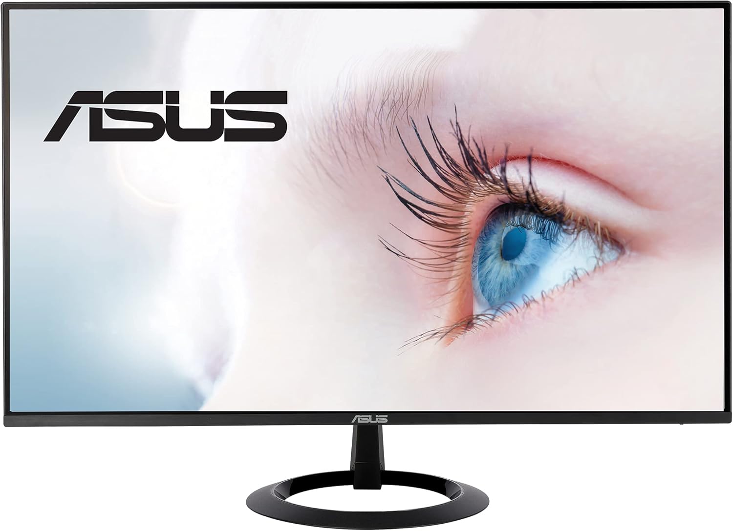 ASUS 27 吋 1080P 顯示器 (VZ27EHE) - 全高清、IPS、75Hz、1ms、Adaptive-Sync/FreeSync、低藍光、不閃屏、超薄、支援 VESA 壁掛、無邊框、HDMI、VGA（翻新機）