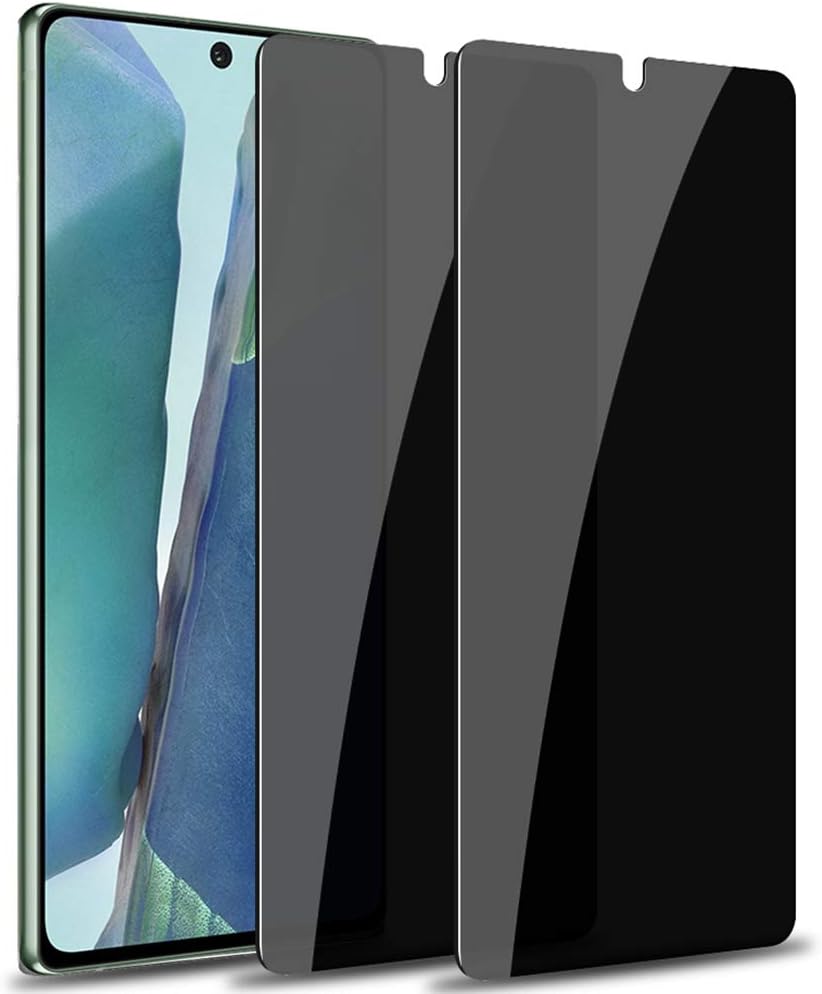 【2片裝】三星Galaxy Note 20 5G專用LYWHL強化玻璃螢幕保護貼，防窺屏，黑色，防偷窺，9H硬度，防刮花，無氣泡 - 6.7英寸