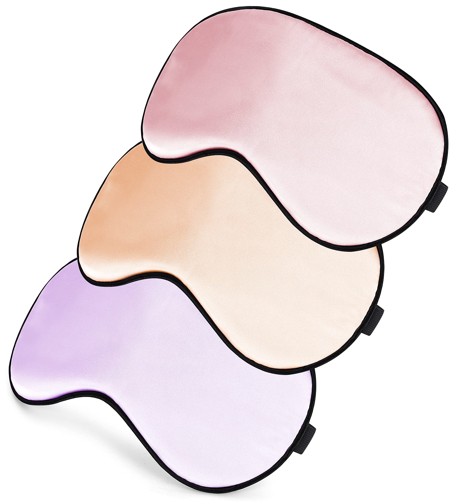 睡眠眼罩，超柔軟眼罩，附可調式綁帶，輕盈舒適，完美遮光，男女通用（粉紅色、香檳粉、淺紫色）