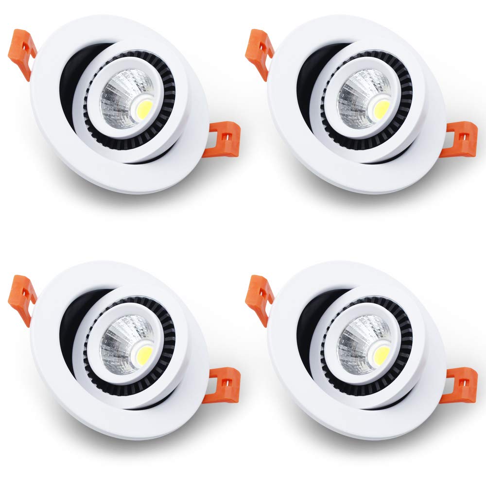 3.5吋可調光LED嵌入式筒燈，110V 7W，3000K暖白光，太極牌可調光筒燈，顯色指數80，帶LED驅動器，無需燈罩，4個裝