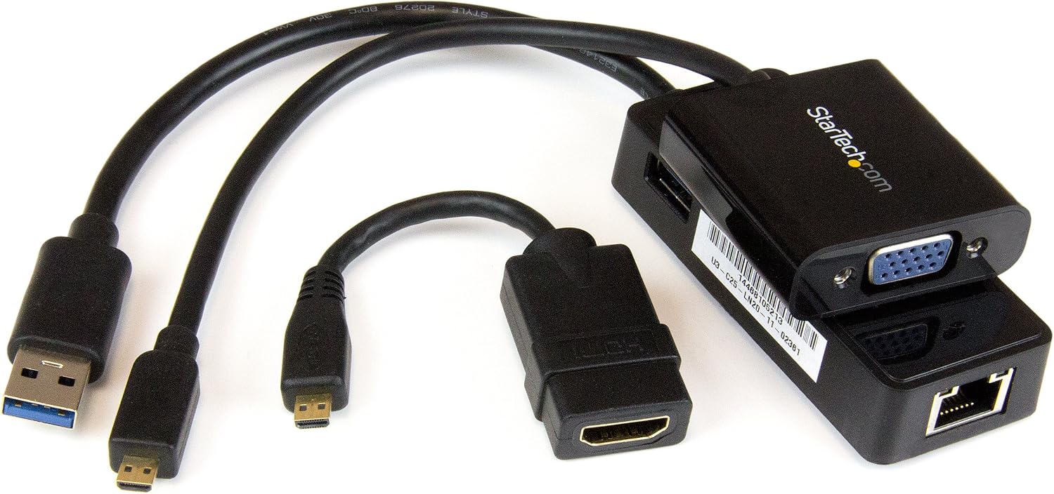 StarTech.com 聯想 Yoga 3 Pro 配件套裝 - Micro HDMI 轉 VGA - Micro HDMI 轉 HDMI - USB 3.0 Gb LAN - 三合一連接套裝 (LENYMCHDVUGK)，黑色
