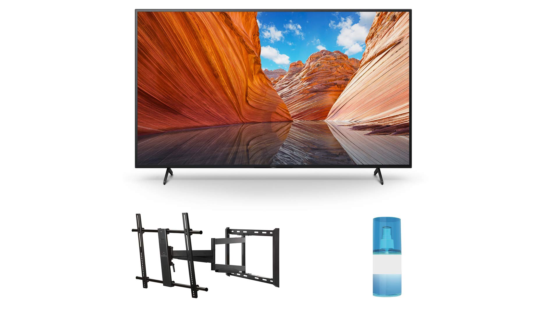 Sony KD55X80J 55 吋 4K 高動態範圍智慧電視，配備 Walts 電視大型/超大型全方位行動支架（適用於 43 吋至 90 吋相容電視）和 Walts 高清電視螢幕清潔套裝 (2021)
