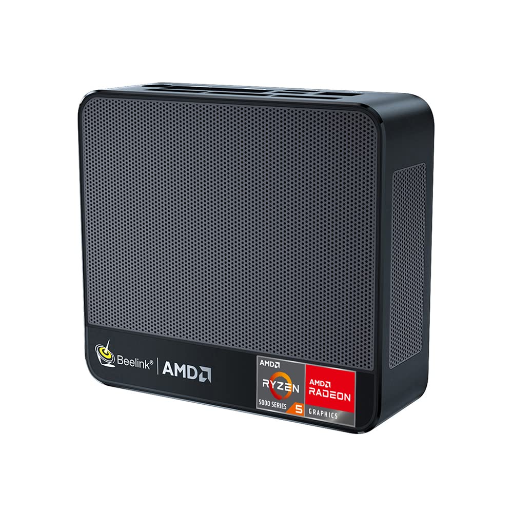 Beelink SER5 迷你電腦，搭載 AMD Ryzen 5 5500U 處理器，6 核 12 線程，16GB DDR4 內存 + 500GB NVMe M.2 2280 固態硬碟，支援 1000Mbps 介面網路、WiFi 6、無線藍牙 5.2、雙藍牙 1-Type 顯示。