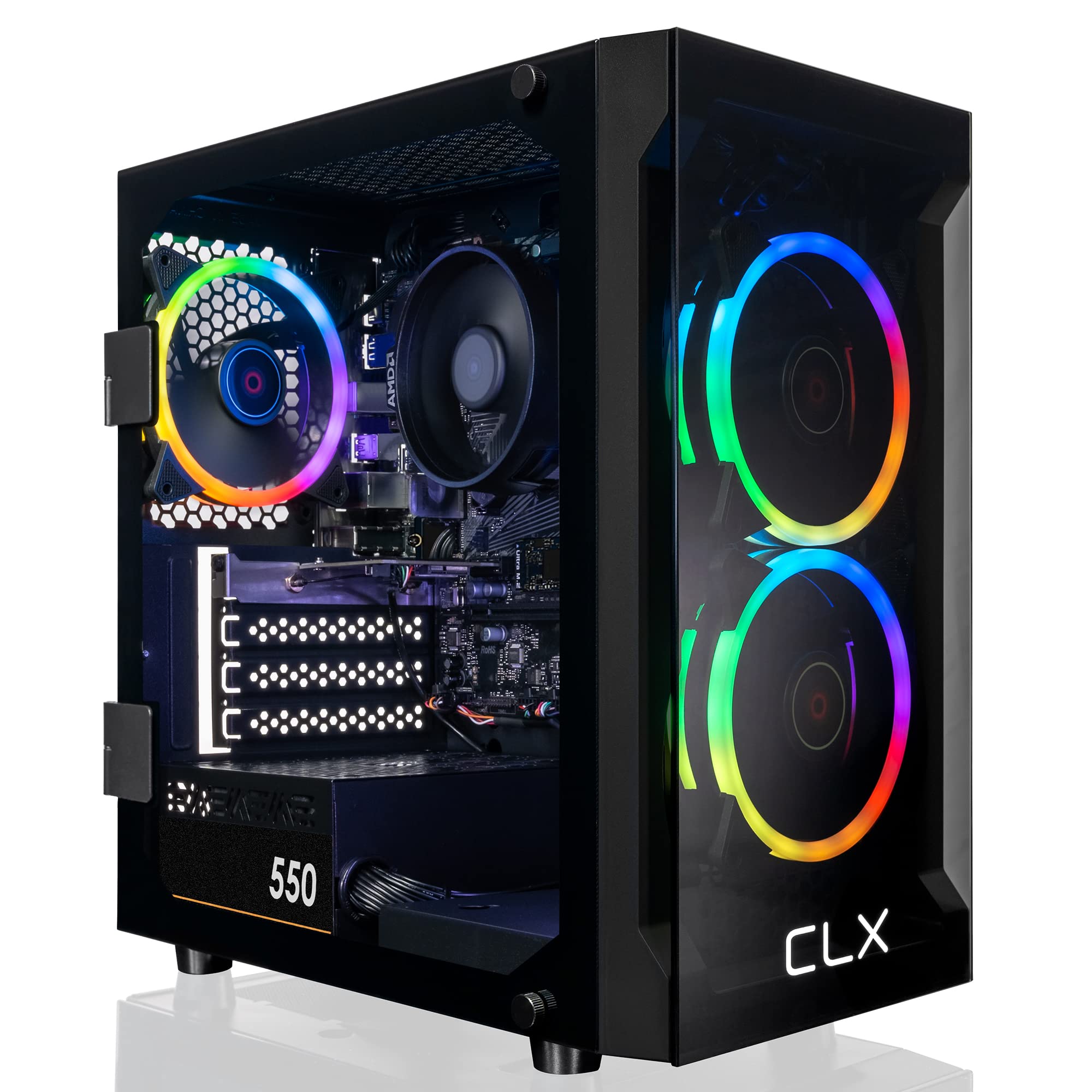 CLX 套裝遊戲桌上型電腦 - AMD Ryzen 7 5700G 3.8GHz 八核心處理器，16GB DDR4 內存，Radeon Vega 8 2GB 共享顯示卡，1TB 固態硬碟，WiFi，Windows 11 家用版 64 位元作業系統