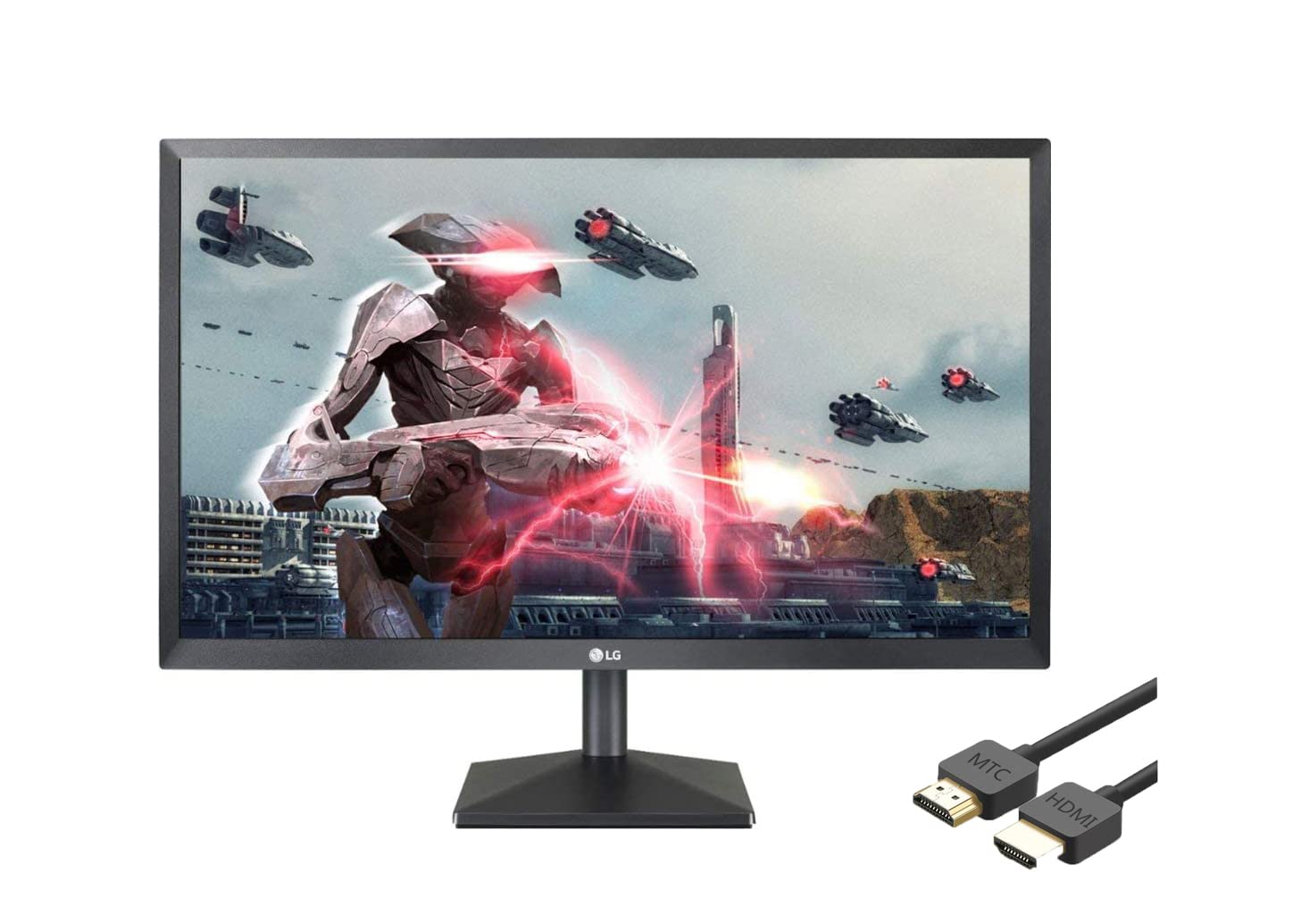 LG 24M 24吋IPS LED背光顯示器，1920 x 1080全高清分辨率，5毫秒反應時間，防眩光螢幕，黑色，符合能源之星標準，配備HDMI、D-SUB和DVI-D接口，並附贈MTC HDMI線纜。