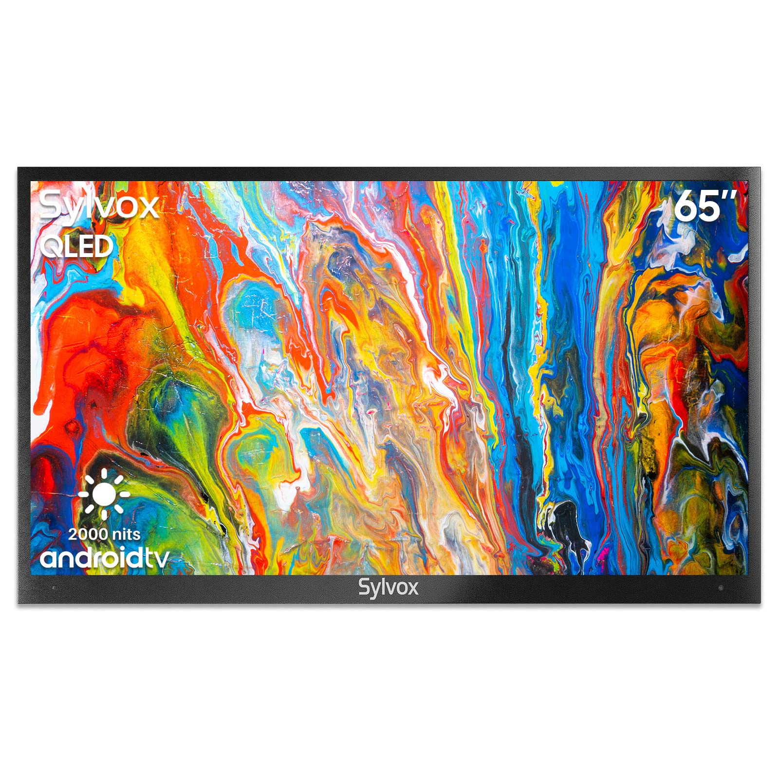 SYLVOX 65吋戶外智慧電視 QLED 4K 超高清防水電視，2000尼特高亮度，內建Google助手，防眩光，適用於戶外陰涼至明亮區域 (POOLProQLED)