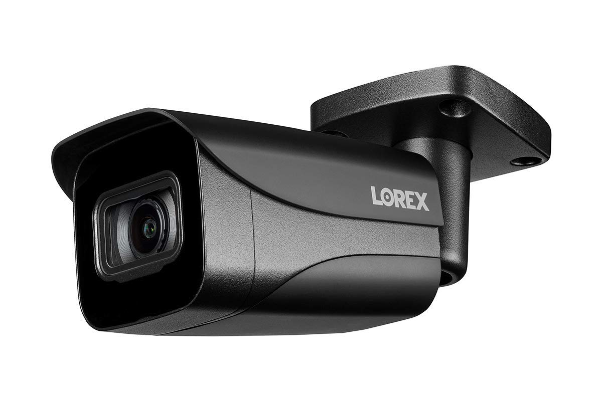 Lorex室內/室外4K IP安防攝像頭，適用於有線監控系統的附加金屬子彈型攝像頭，彩色夜視和超高清，黑色[需要錄影機]