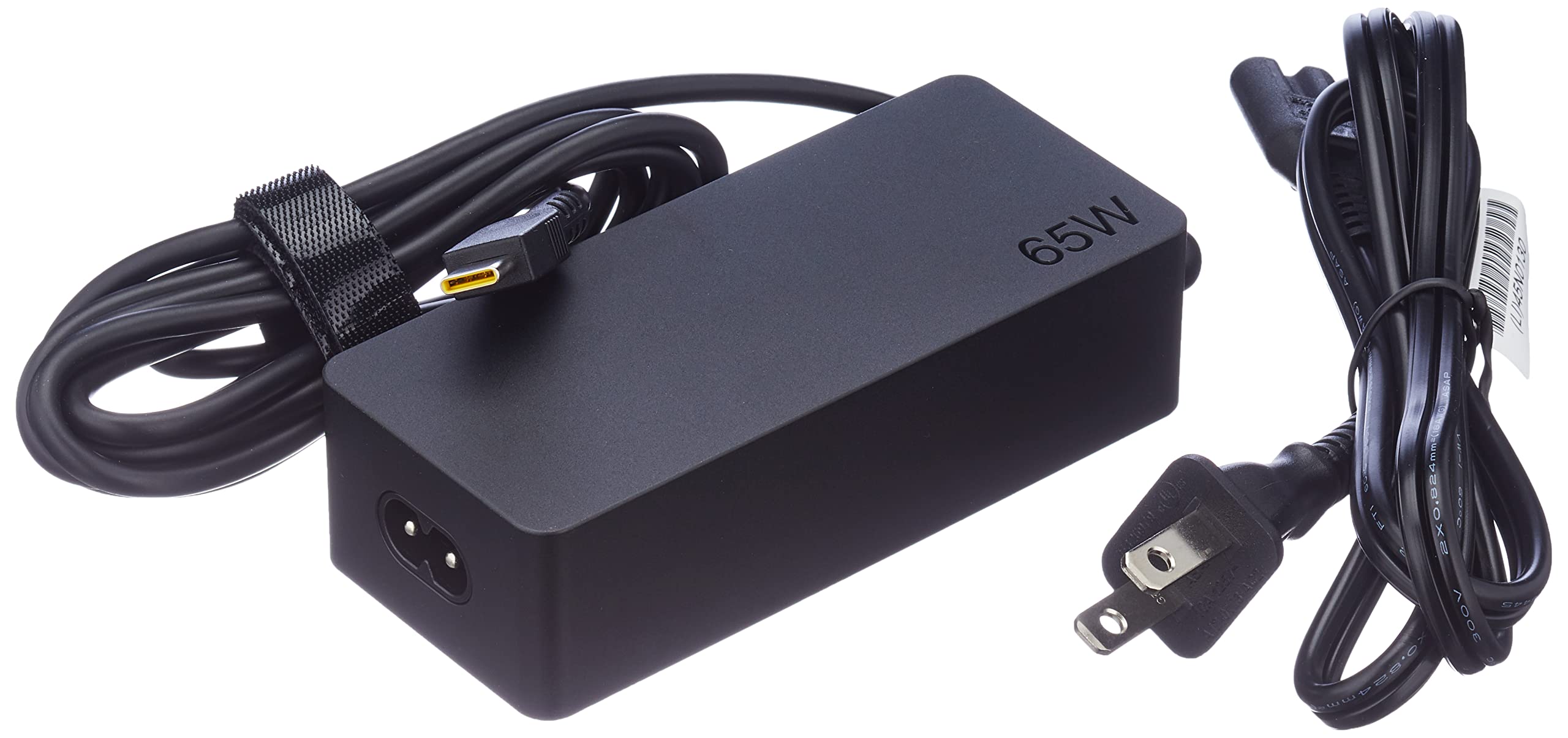 Lenovo 65w USB Type C 交流電源轉接器 4X20M26268，含兩腳電源線，黑色，原廠零售包裝。