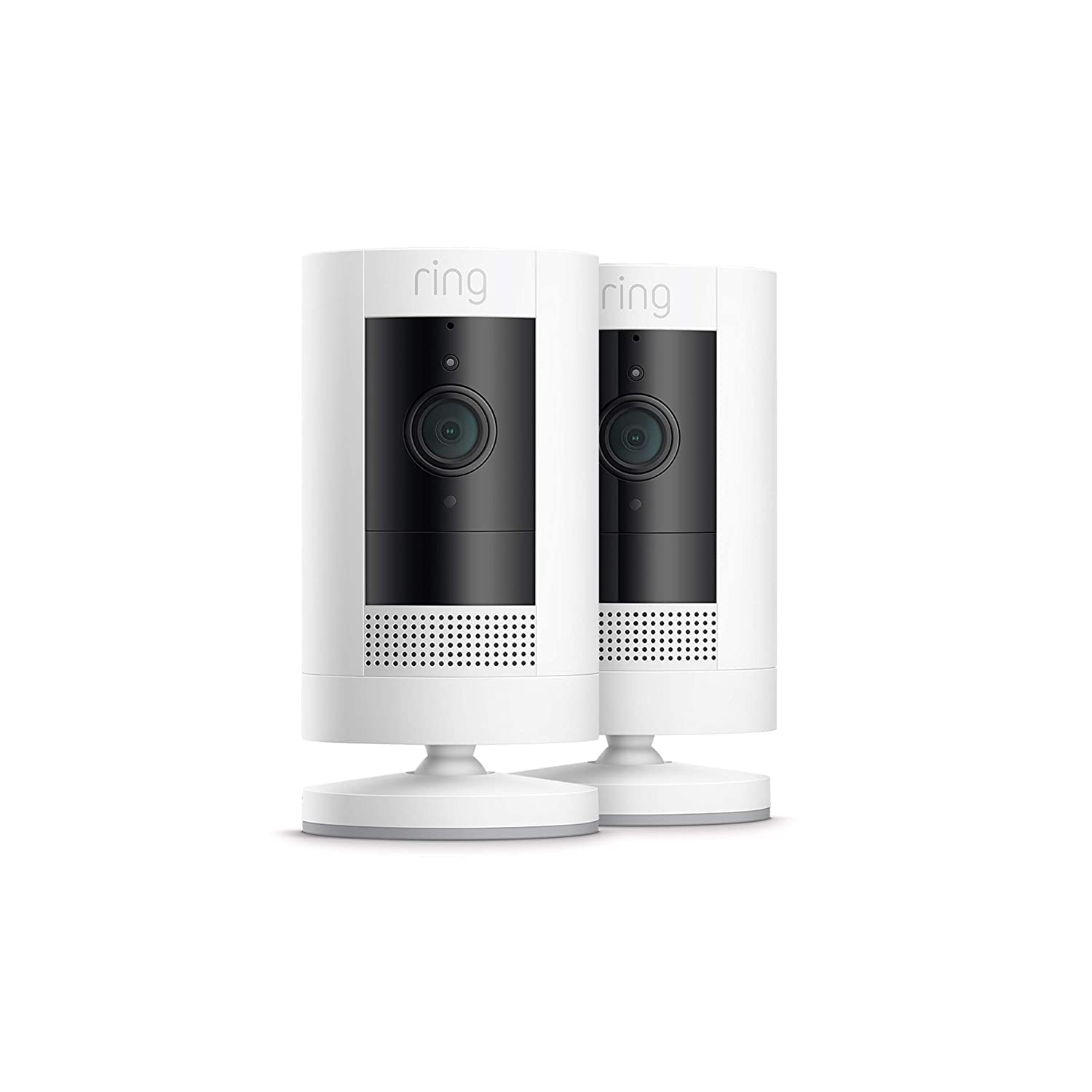 Ring Stick Up Cam 電池高清安全攝像頭，自訂隱私控制，設定簡單，相容於 Alexa – 雙包裝 – 白色