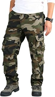 男士寬鬆工裝褲 多口袋軍用迷彩作戰工作褲