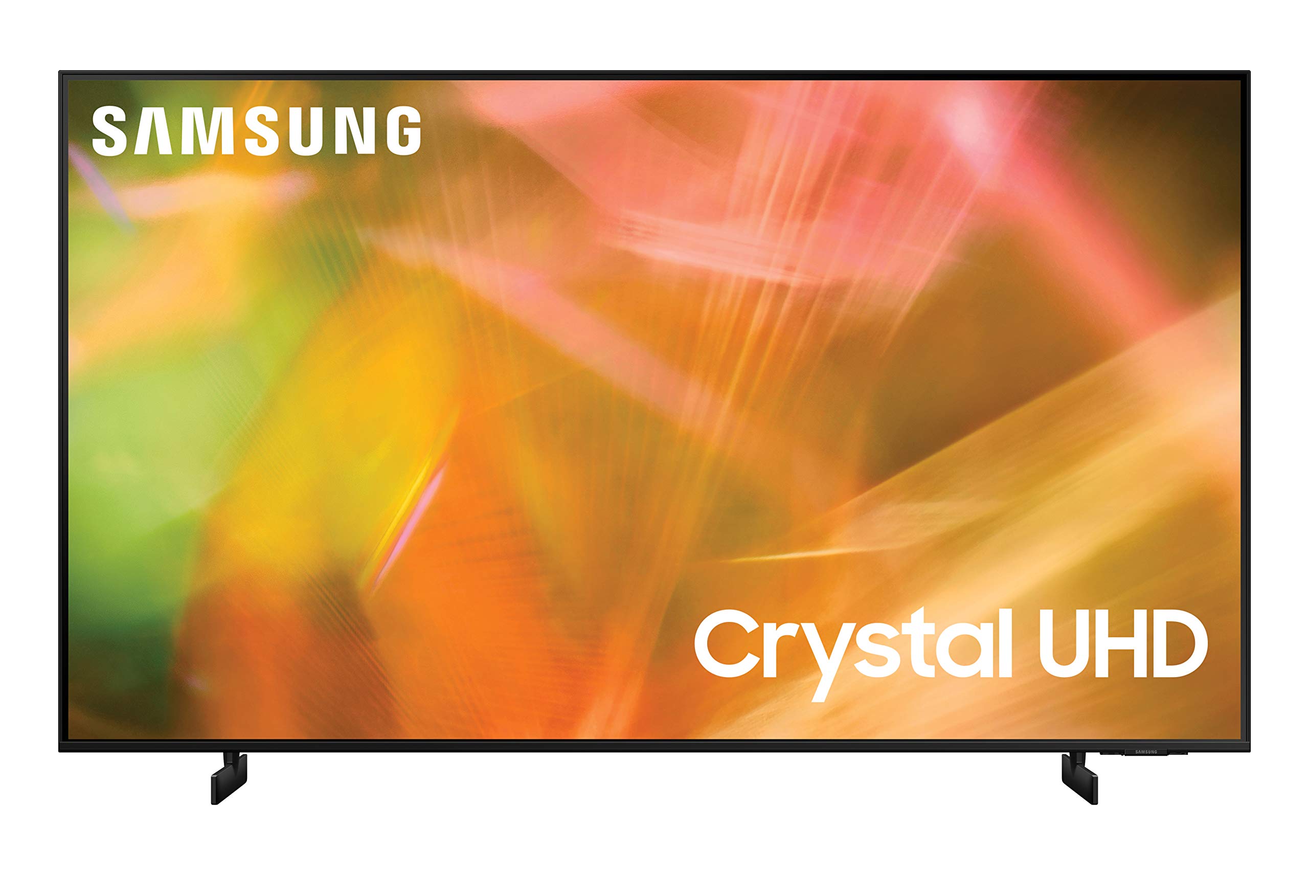 三星 55 吋晶彩 4K 超高清 AU8000 系列 HDR 電視，3 個 HDMI 接口，Motion Xcelerator 動態加速器，Tap View 觸控功能，PC on TV 電腦連接功能，Q Symphony 音效，內置 Alexa 語音助手的智能電視（UN55AU8000FXZA，2021 款）