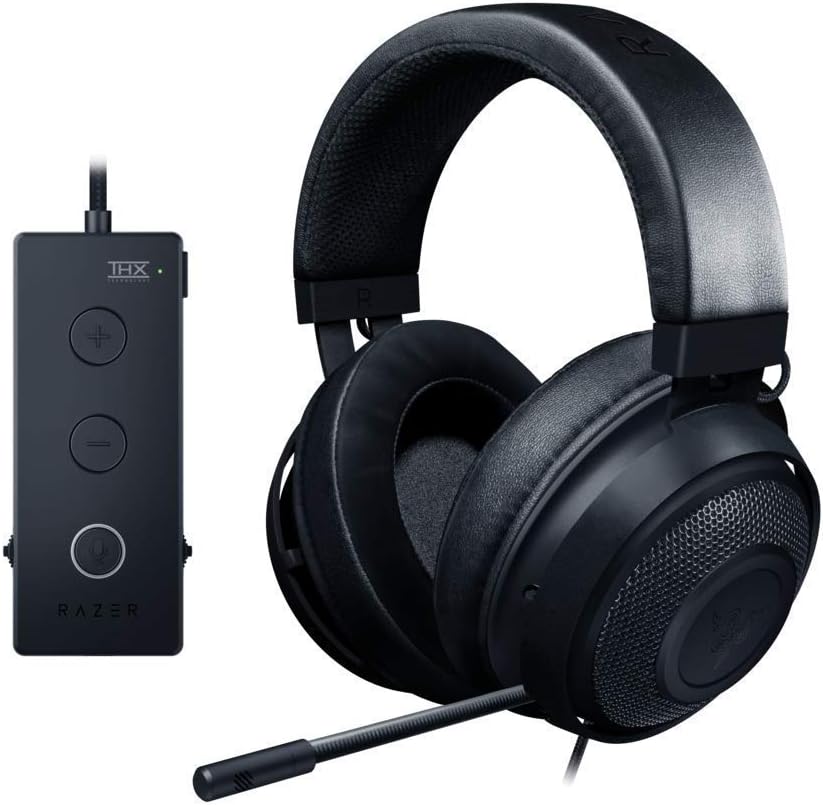 Razer Kraken 競技版：THX 空間音訊 - 全面音訊控制 - 注入冷卻凝膠的耳罩 - 黑色（翻新）