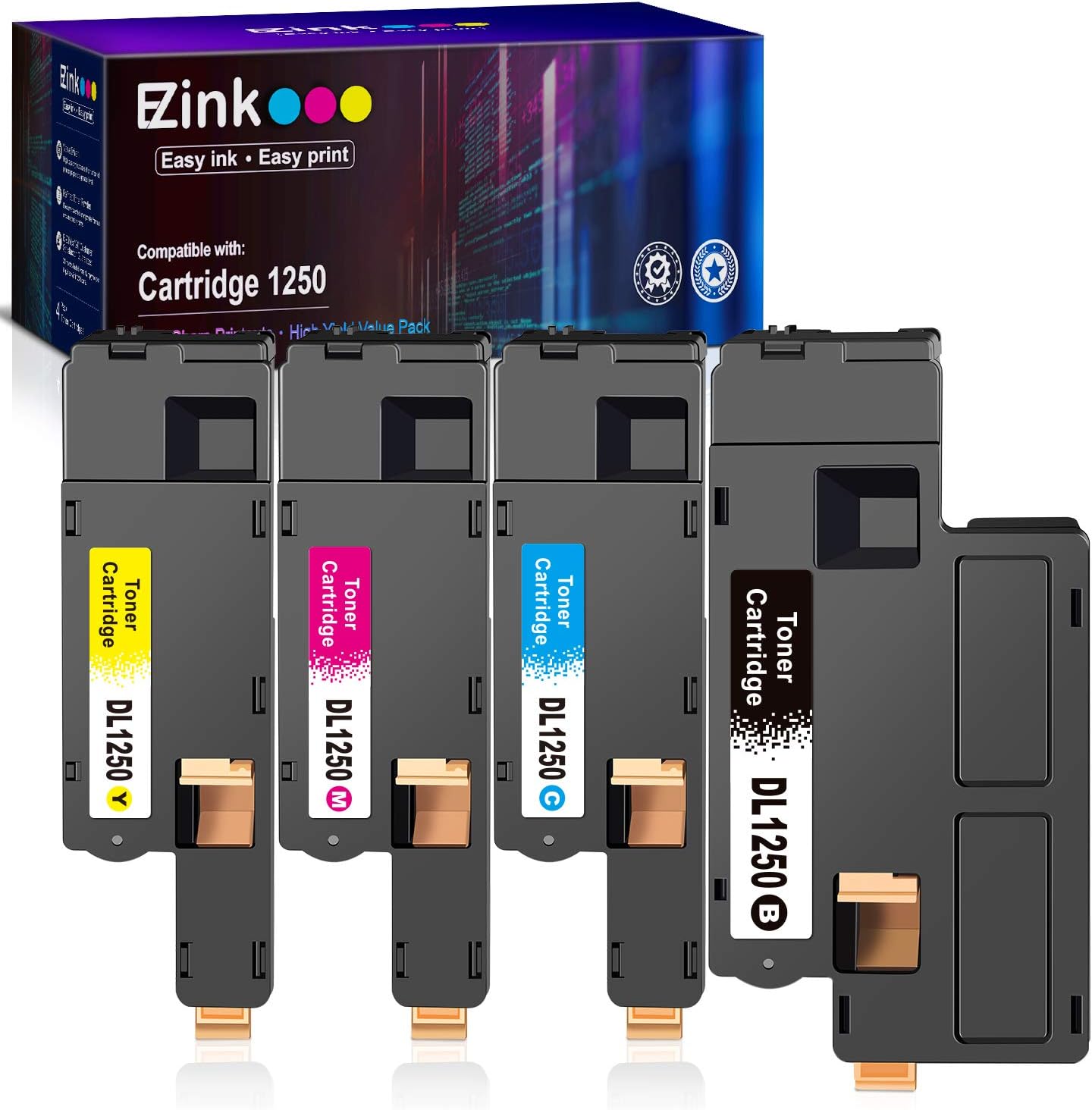 E-Z Ink (TM) 相容於碳粉匣，適用於戴爾 1250 810WH C5GC3 XMX5D WM2JC，可用於 1250c C1760nw C1765nfw 1350cnw 1355cn 135555 C1765nfw 1350cnw 1355cn 135555 印表機（1 個黑色品、1 個青色、1 個紅色、cnw 印表機（1 個黑色）。