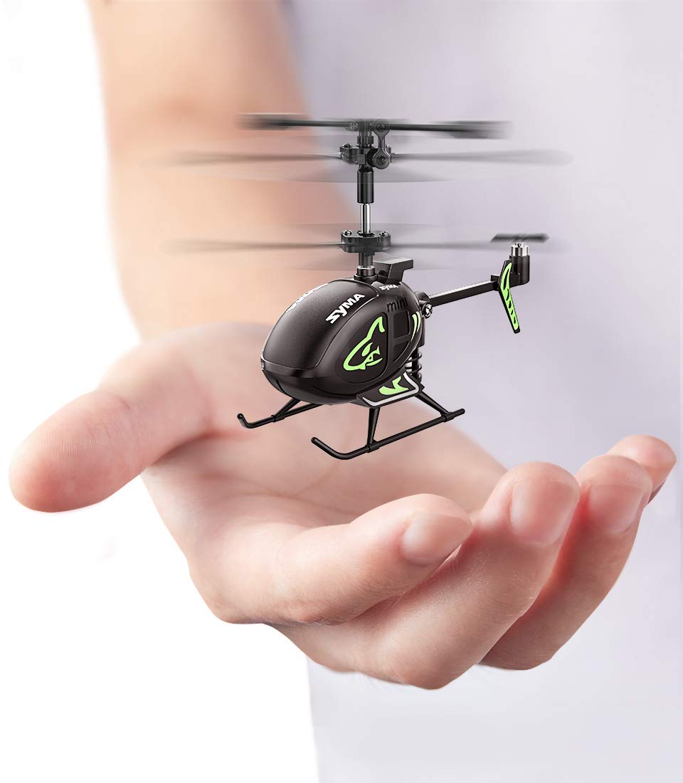SYMA S100 超小型遙控直升機，室內飛行器，帶定高功能、一鍵起飛/降落、LED燈、可充電電池，兒童及初學者遙控玩具