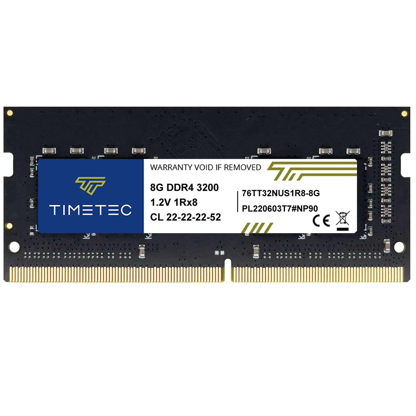 Timetec 8GB DDR4 3200MHz (DDR4-3200) PC4-25600 非ECC 無緩衝 1.2V CL22 1Rx8 單列 260 針 SODIMM 記憶體條，相容於 AMD 和 Intel 平台，適用於遊戲筆記型電腦、桌上型電腦和 PC，可升級記憶體。