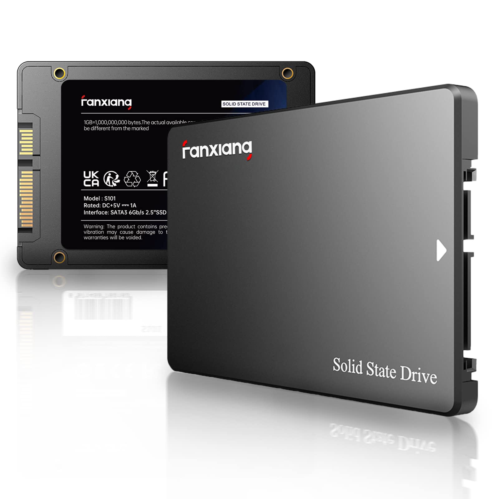 fanxiang S101 250GB SSD SATA III 6Gb/s 2.5吋內建固態硬碟，讀取速度高達550MB/秒，相容於筆記型電腦和桌上型電腦（黑色）