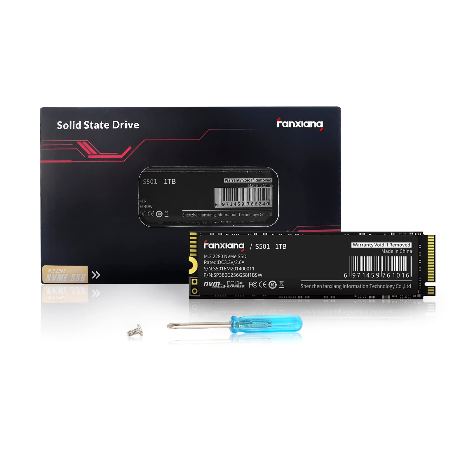 帆翔 S501 1TB NVMe 固態硬碟，3D NAND 1.3 PCIe Gen3x4 M.2 2280 接口，內建固態硬碟（讀取/寫入速度高達 2150/1850 MB/s），相容於筆記型電腦和桌上型電腦。