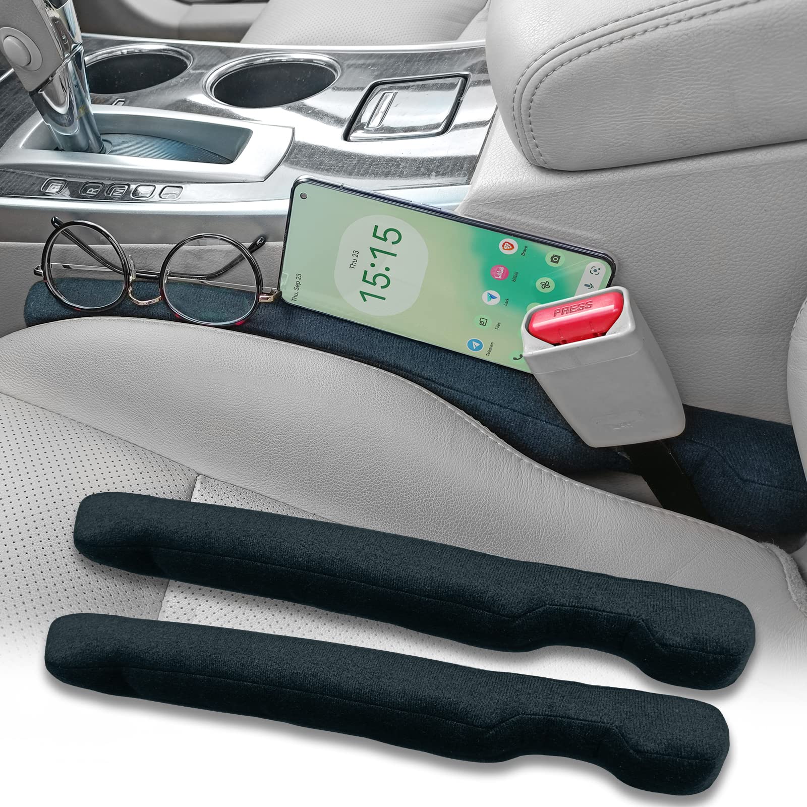 Happyworker 汽車座椅縫隙填充物通用型收納袋，防止物品掉落（2個裝）