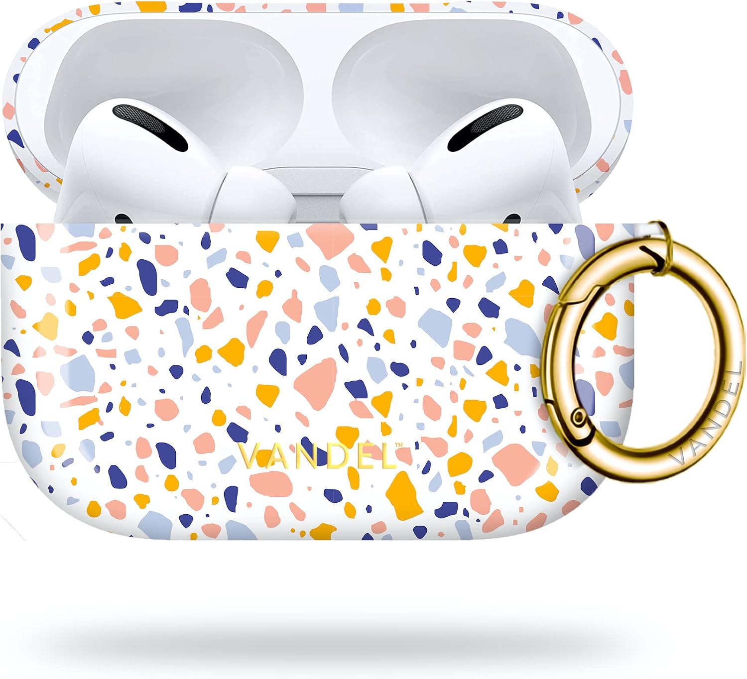 Vandel 女士 AirPods Pro 保護套，硬質 Apple AirPods Pro 保護套帶鑰匙扣，酷炫奢華美學設計，Apple AirPods 保護充電盒，女士（水磨石色）