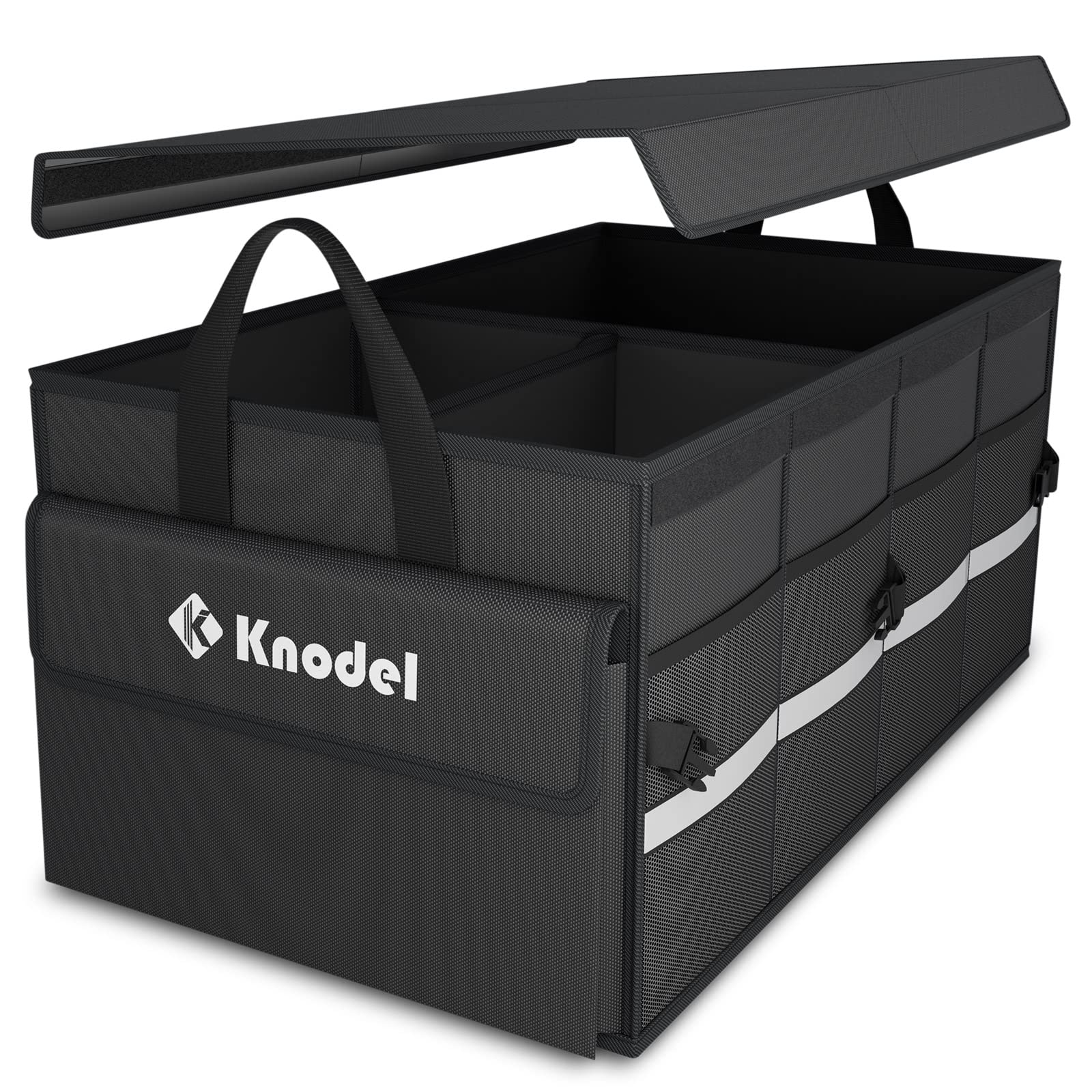 K KNODEL 帶蓋汽車後備箱收納箱，可折疊汽車後備箱儲物收納箱，適用於 SUV、卡車、轎車的汽車收納整理箱（黑色）