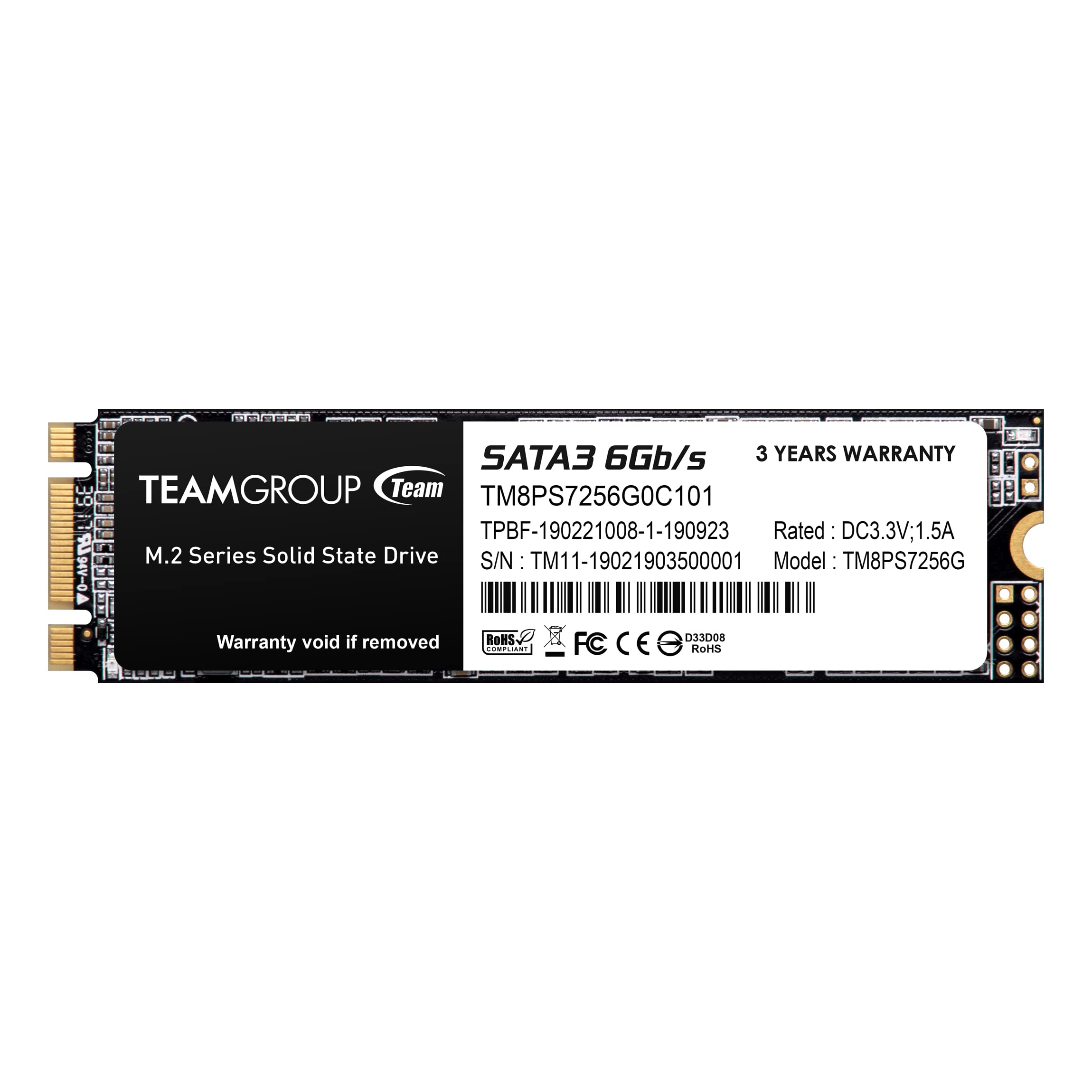 TEAMGROUP MS30 256GB 固態硬碟，採用 SLC 緩存，3D NAND TLC 閃存，M.2 2280 SATA III 接口，6Gb/s 讀寫速度高達 500/400 MB/s，兼容筆記型電腦和台式機，型號：TM8PS7256G0C10