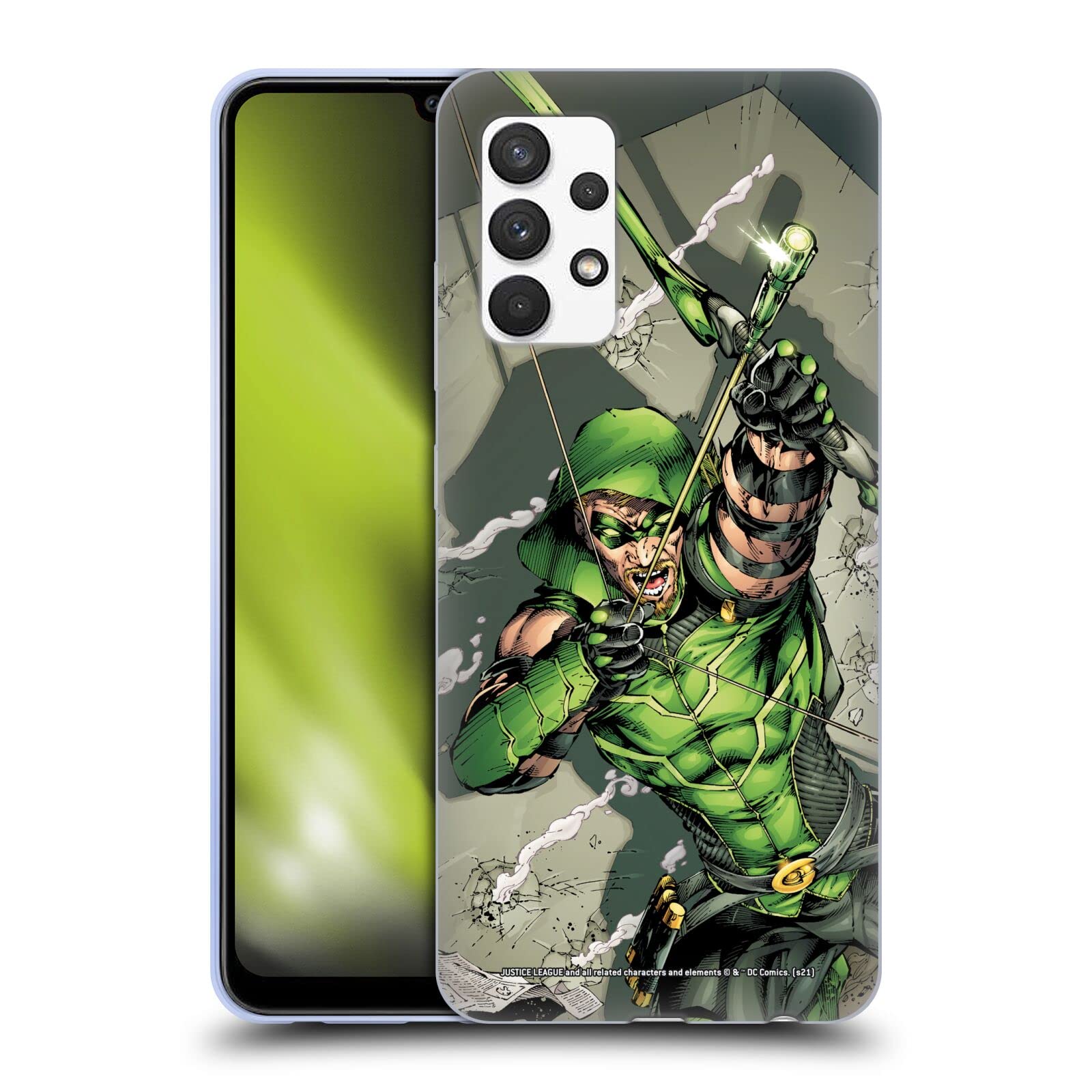 Head Case Designs 官方授權正義聯盟 DC 漫畫 新 52 綠箭俠漫畫藝術軟膠手機殼，相容於三星 Galaxy A32 (2021)