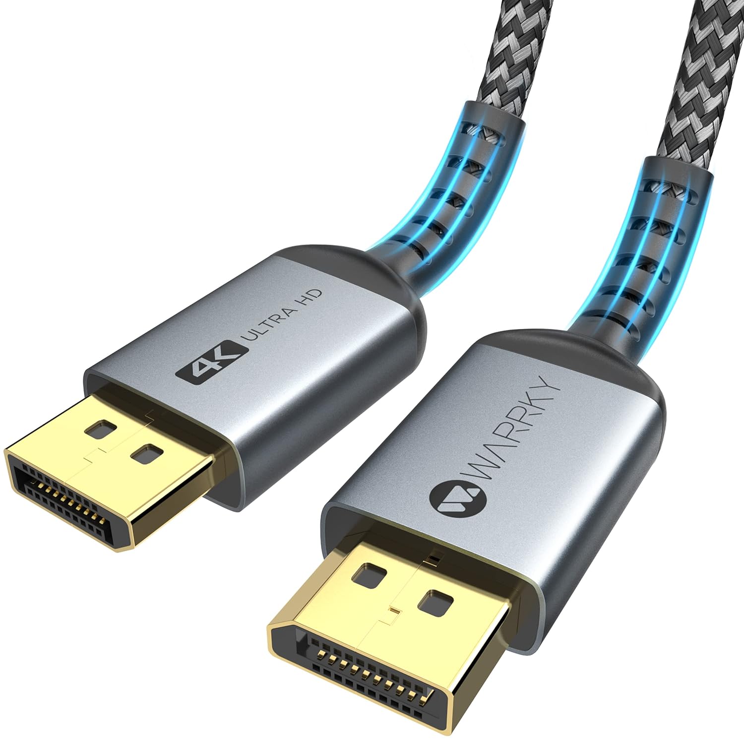 WARRKY DisplayPort 連接線 6.6 英尺 [4K 60Hz、2K 144Hz-165Hz、1080P 240Hz] 符合 VESA DP 1.2 標準，適用於顯示器、顯示卡、筆記型電腦、PC，相容於 NVIDIA、AMD、AOC、LG、ASUS、Sceptre 等品牌。