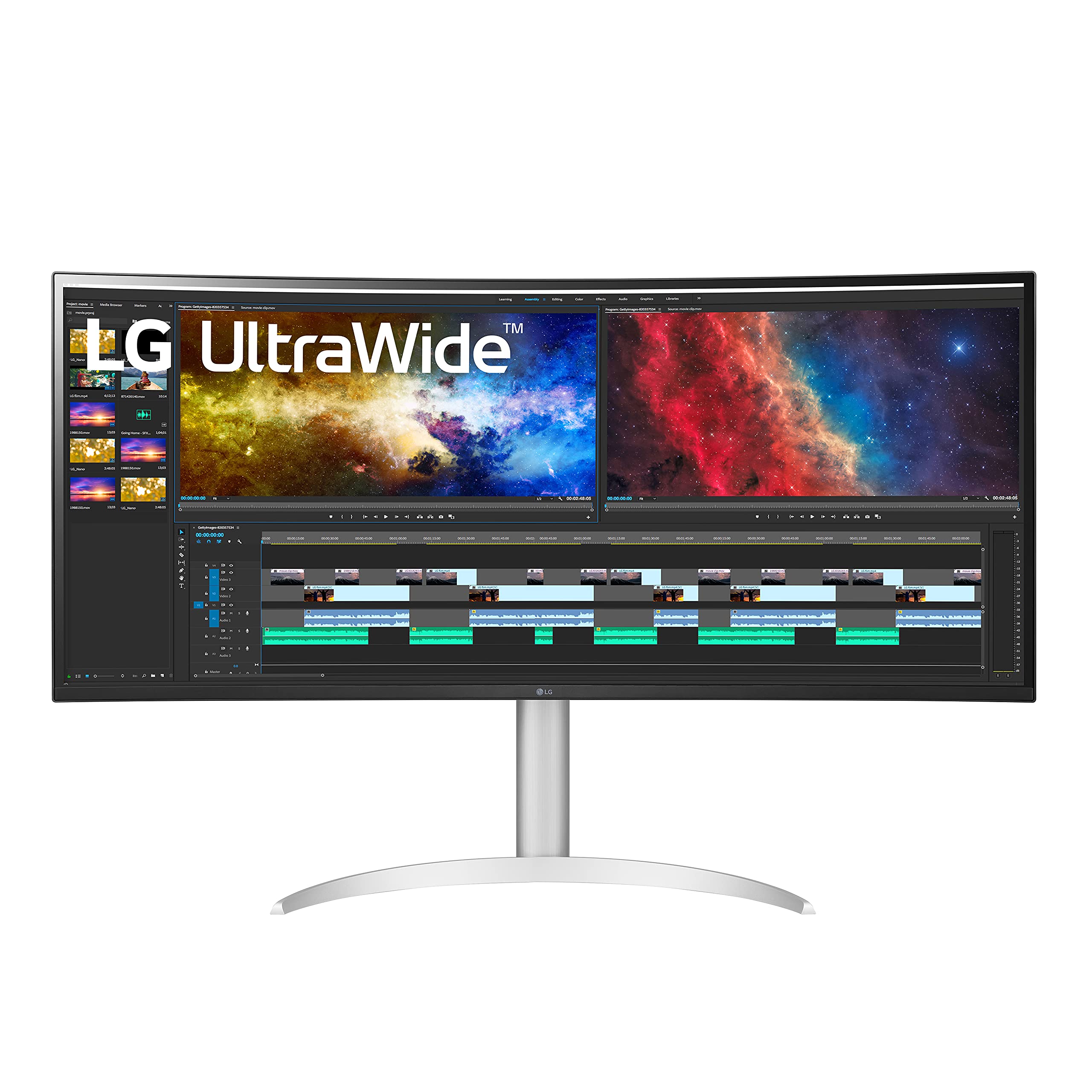 LG 38WP85C-W 38吋曲面21:9超寬QHD+ IPS顯示器，配備USB Type-C介面（支援90W供電），DCI-P3 95%色域，支援HDR 10，並附有傾斜/高度可調支架