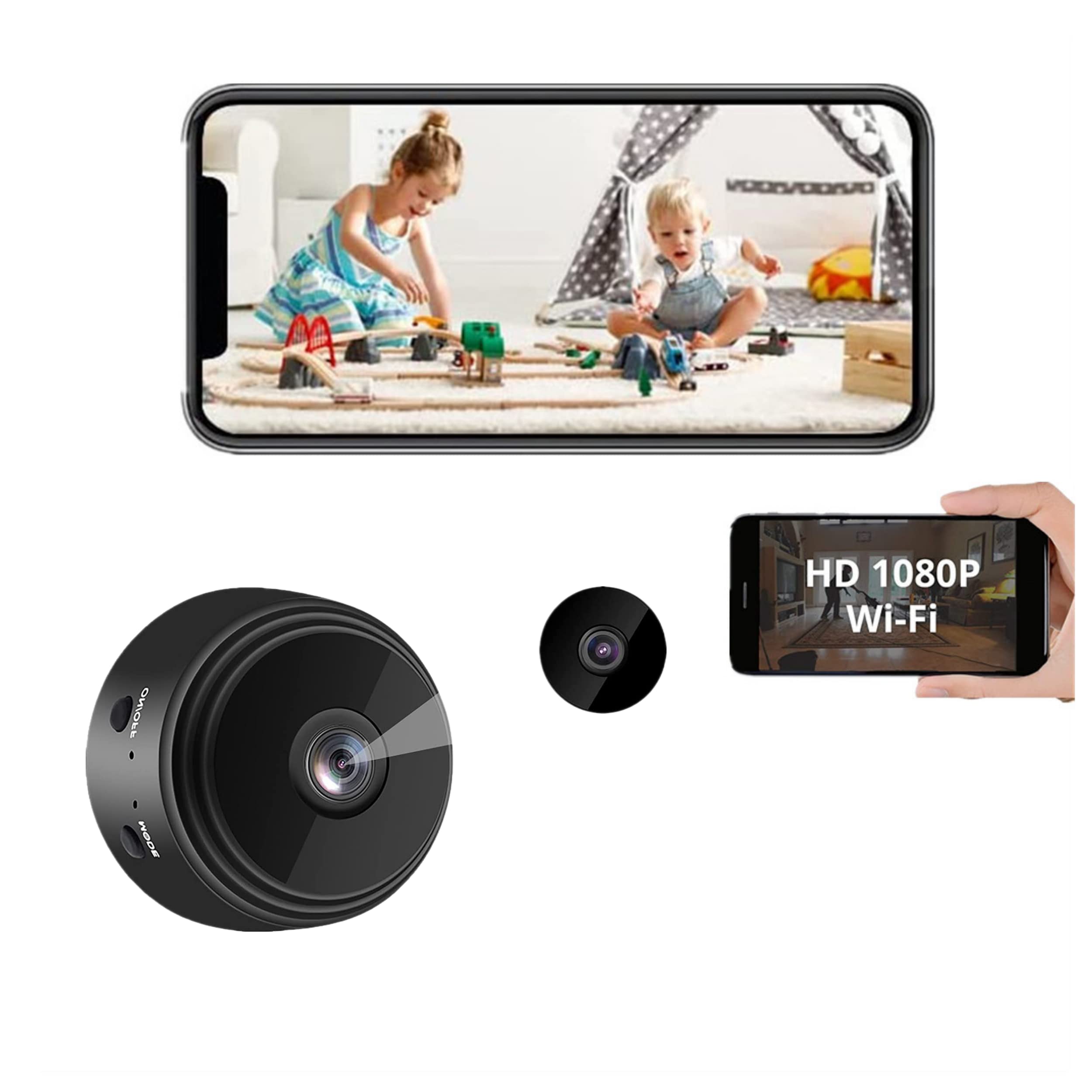 Usnyabni 1080P 磁吸式 WiFi 攝像頭，間諜相機隱藏攝像頭探測器，無線攝像頭，適用於家庭辦公室安防，帶有移動偵測和夜視功能的秘密攝像頭 - A9