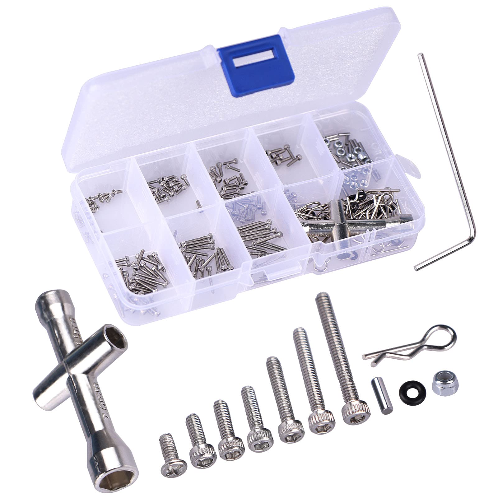 AIMROCK 247件式遙控攀爬車螺絲工具套裝，M1.4螺絲套裝，適用於1/24 SCX24 Deadbolt/ C10,/B-17 Betty遙控車的遙控車五金緊固件
