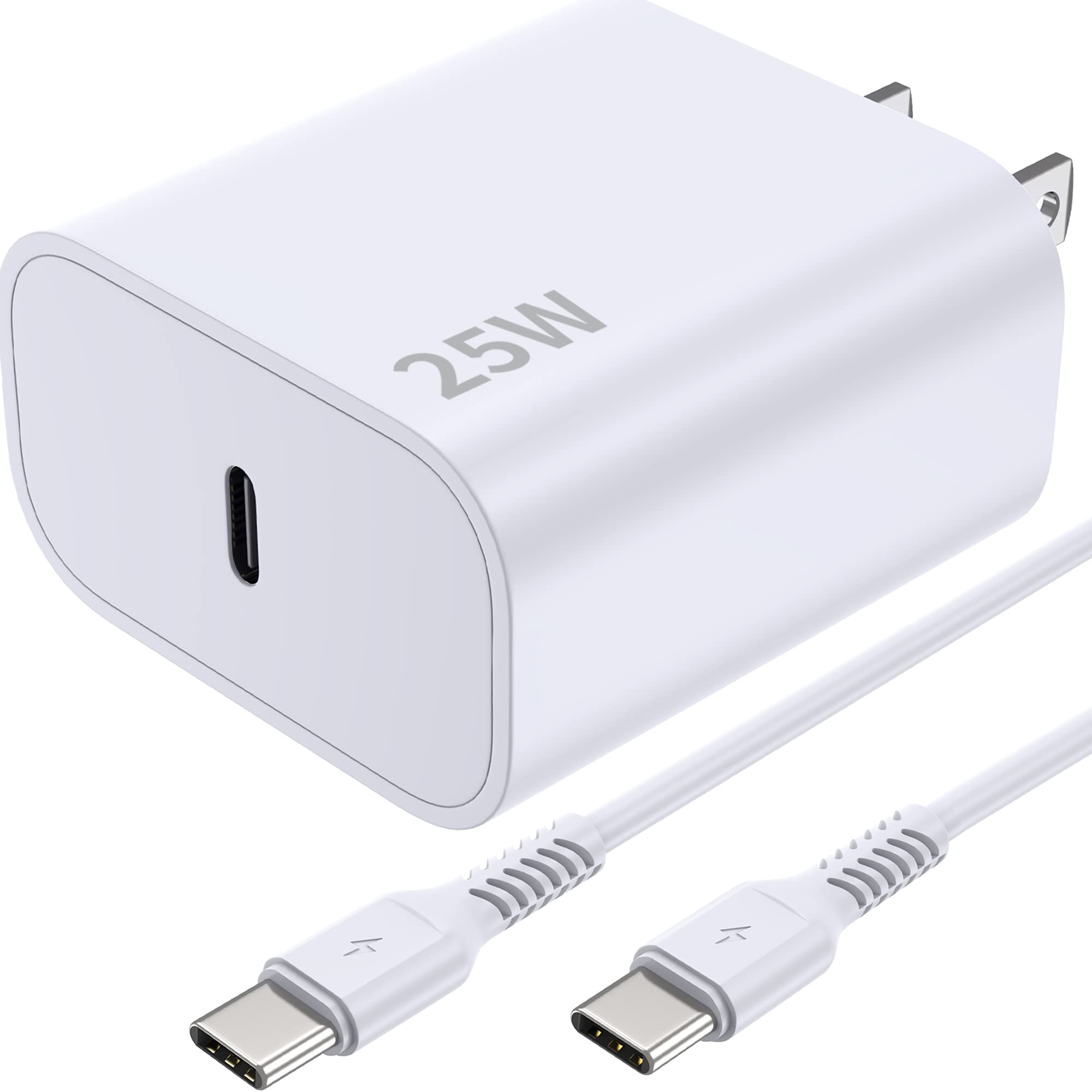 iPad Pro 充電線 25W USB-C 快速充電器 Type-C 充電器模組 USBC 牆式充電器，適用於 Apple iPad Air 4/5、iPad Pro 12.9/11 吋、新款 iPad Mini 6，配備 6 英尺 USB-C 轉 USB-C 充電線