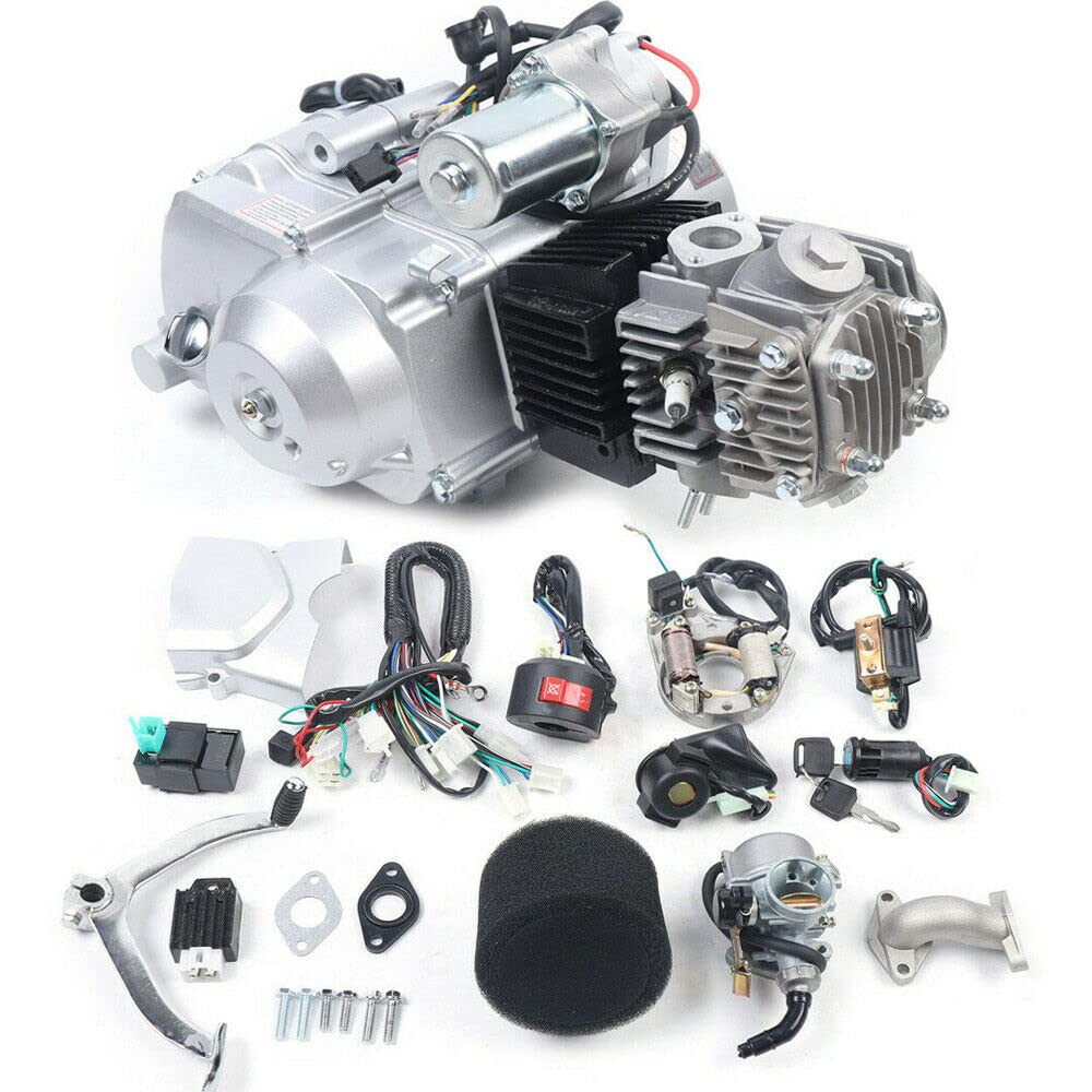 125cc 卡丁車發動機，3 速電啟動半自動發動機，帶倒擋，適用於 ATV、卡丁車、四輪摩托車和越野摩托車。