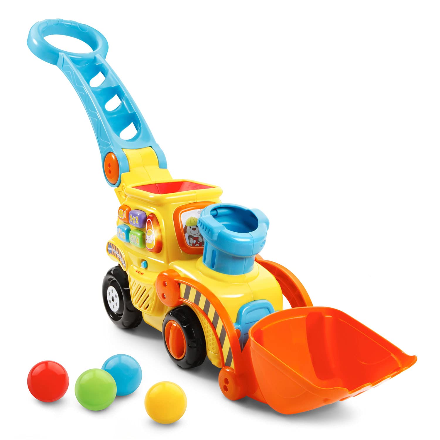 VTech Pop-a-Balls 推拉式玩具推土機，黃色