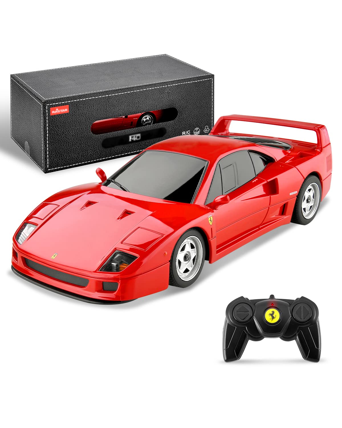 BEZGAR 法拉利 F40 遙控車 官方授權法拉利玩具車模型，1:24 運動賽車，適合兒童、成人、女孩和男孩，節日禮物佳選（78800 紅色）