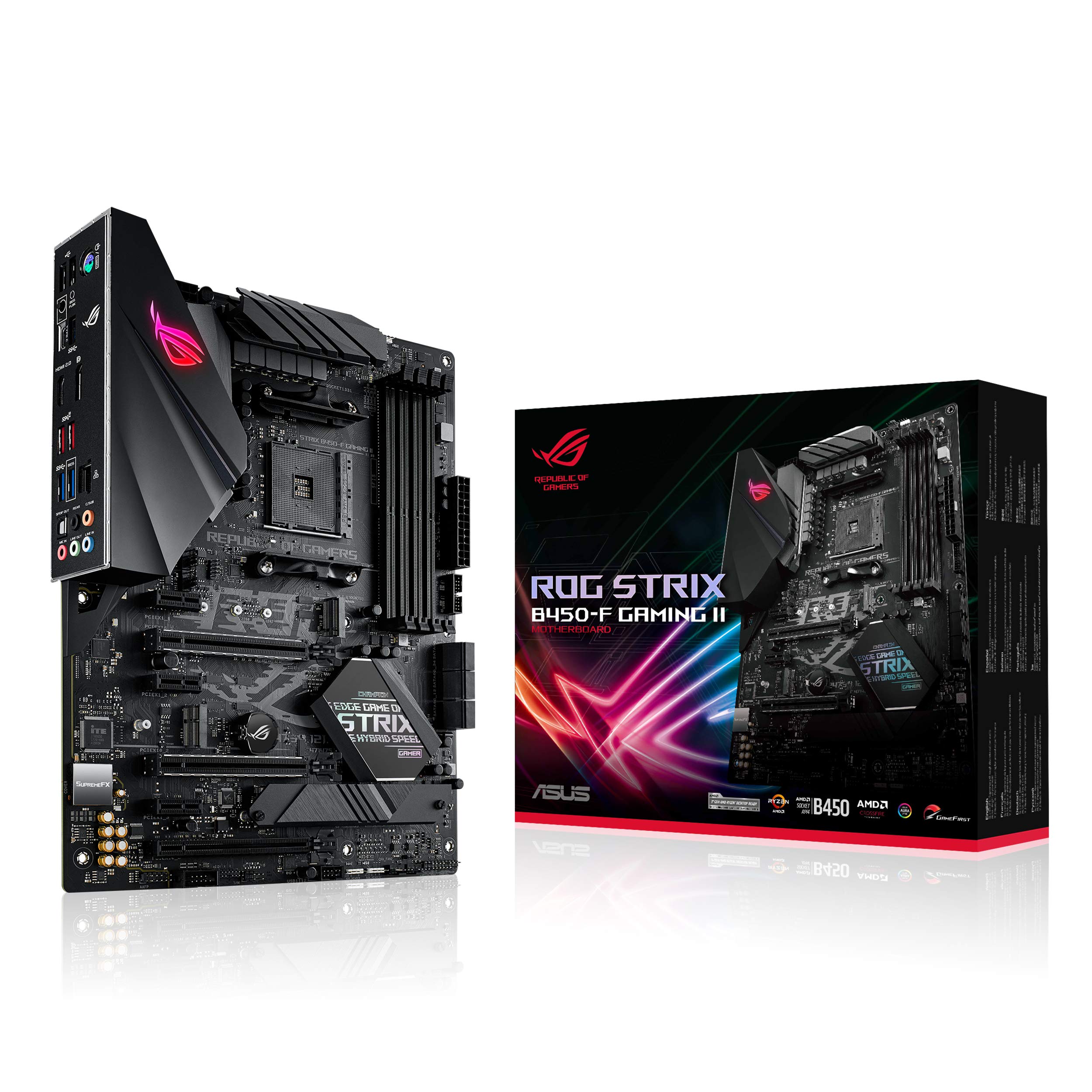 華碩 ROG Strix B450-F Gaming II AMD AM4（Ryzen 5000 系列，第三代 Ryzen）ATX 遊戲主機板（8+4 相供電，HDMI 2.0b/DP，2 個 PCIe 3.0 x16 插槽，USB 3.2 Gen 2 IOSType-CROM ROM 2 IOSBback