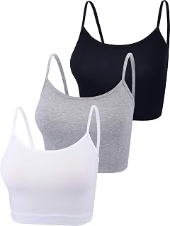 3件露臍吊帶背心，細肩帶無袖露臍背心，女士運動款