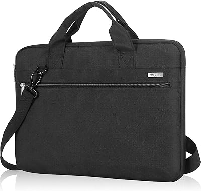 Voova 筆記型電腦肩背包，適用於 15.6 吋電腦，相容於 MacBook Pro 15.4、新款 MacBook Pro 16 M1 Pro/Max、15-16 吋 Microsoft、HP、Lenovo、Dell、Acer、Chromebook，黑色