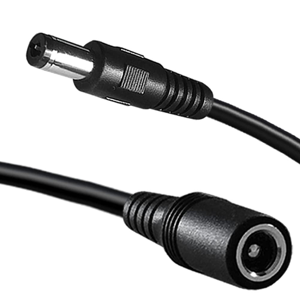 直流電源延長線，5.5mm x 2.1mm 12V延長線，6英尺（約1.8米）長，適用於安防攝像頭，直流公對母延長線，可用於CCTV室內IP攝像頭、DVR、獨立式LED燈條等，含直流電源適配器