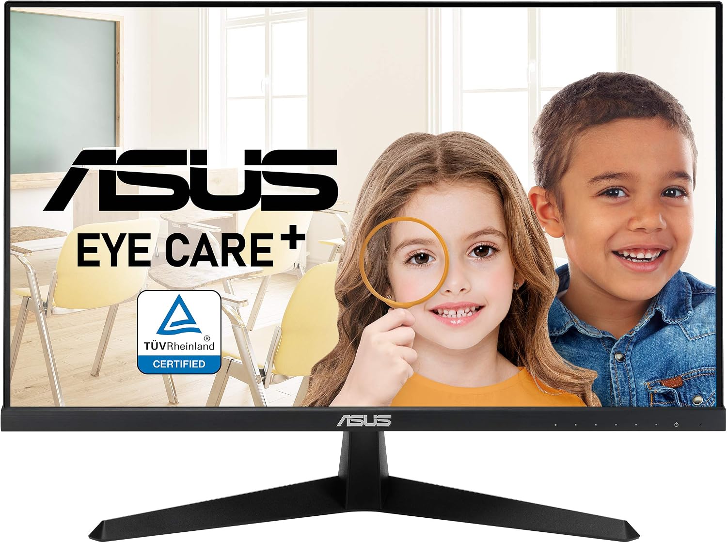 ASUS VY249HE 23.8 吋愛眼顯示器，1080P 全高清，75Hz，IPS 面板，支援 Adaptive-Sync/Sync 技術，Eye Care Plus 護眼模式，色彩增強，睡眠提醒，HDMI/VGA 接口，無邊框設計，支援 VESA 掛掛，黑色