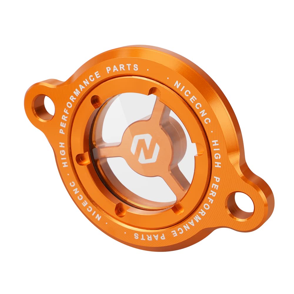NICECNC 橙色透明引擎機油濾清器蓋塞，相容於 KTM DUKE 125/200/250/390 2016-2023、RC 125/200/390 2017-2023、390 Adventure 2020-2023、250 Adventure 232120-2023、2500232120 20232120-20232120 202325020-202325020-20232120 202323