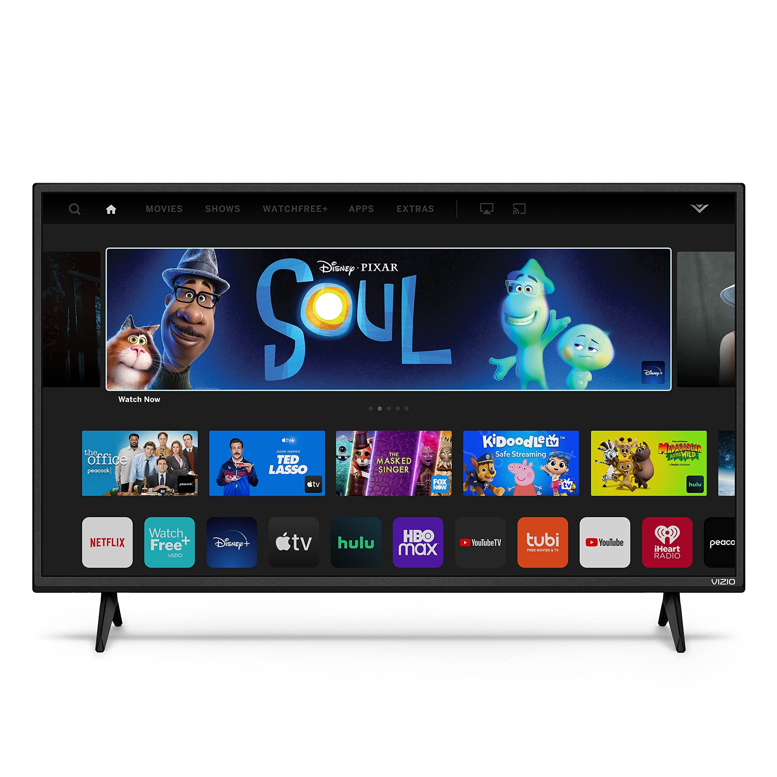 VIZIO 32吋D系列720p智慧電視，內建Apple AirPlay和Chromecast，支援螢幕鏡像功能，可連接第二螢幕，並提供150多個免費串流頻道，型號D32h-J09（翻新機），32英寸