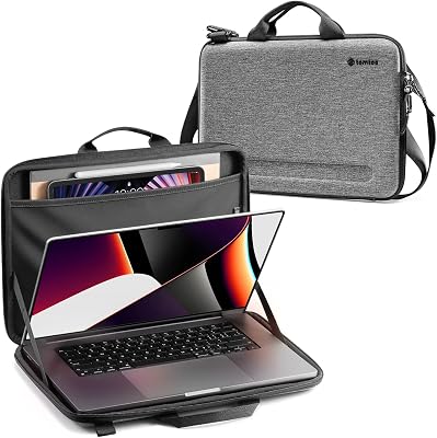 tomtoc 硬殼筆記型電腦單肩包，適用於 16 吋新款 MacBook Pro M2/M1 Pro/Max A2780 A2485 A2141（2019-2023 年款），附平板電腦隔層，可收納整理，保護性強，最大可容納 12.9 吋 iPad Pro